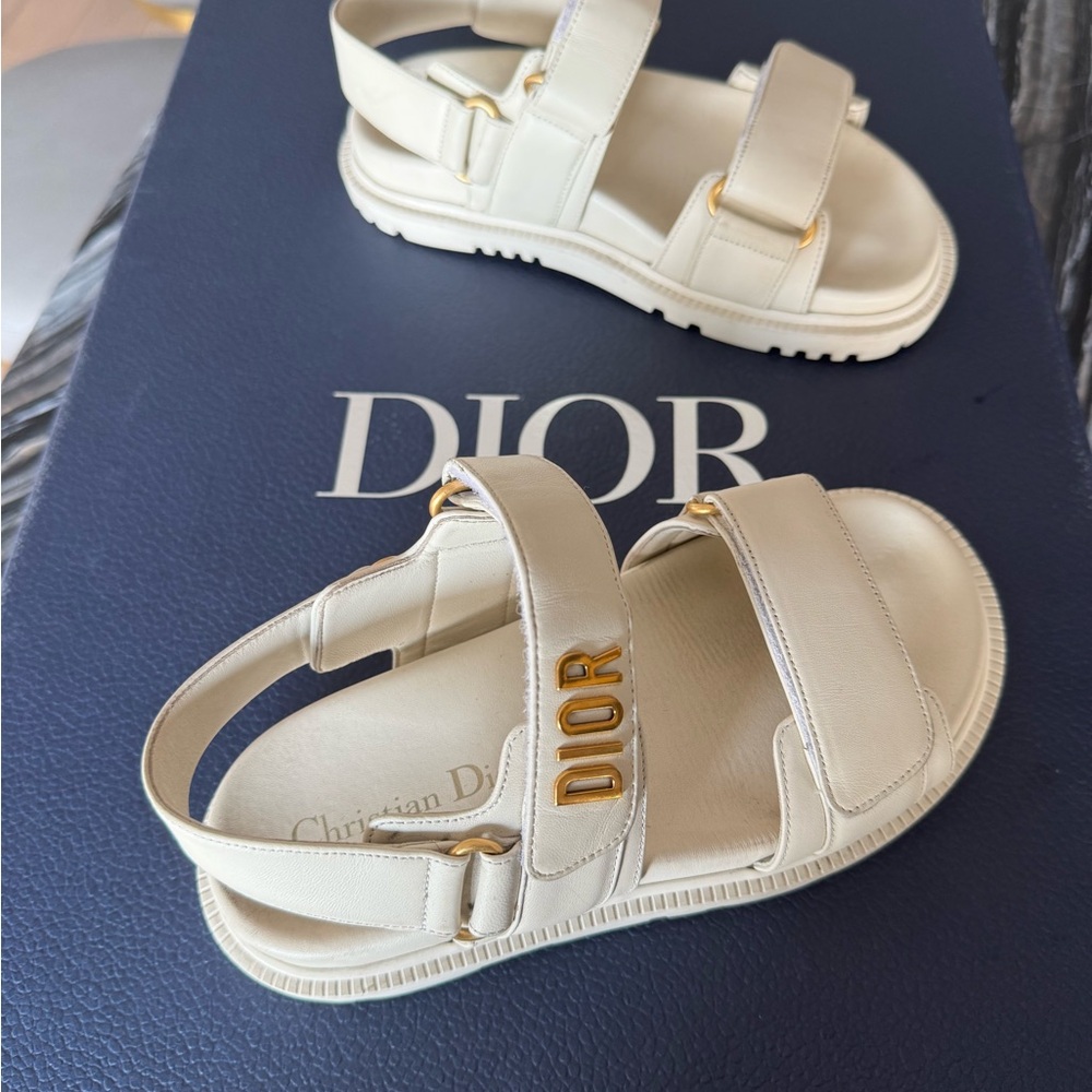 Dior Women's Sandals in Cream with Gold Accents